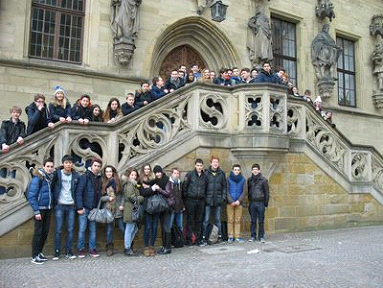 Les Loquidiens devant l’hôtel de ville à Meppen